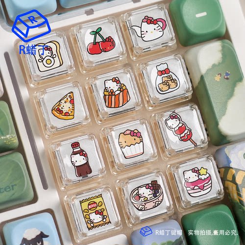 hellokitty哈喽凯蒂猫按键键帽小猫咪个性透明单个机械键盘帽定制