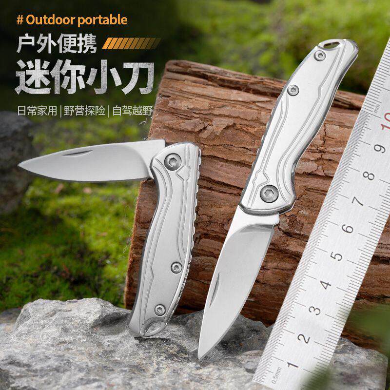 迷你不锈钢水果刀野营刀具锋利折叠刀随身创意钥匙扣便携精美小刀
