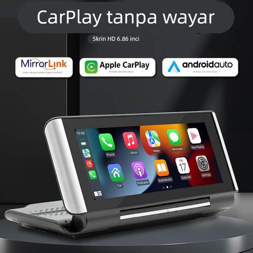 全球通用便携式车载无线carplay Android auto投屏听歌导航带后视