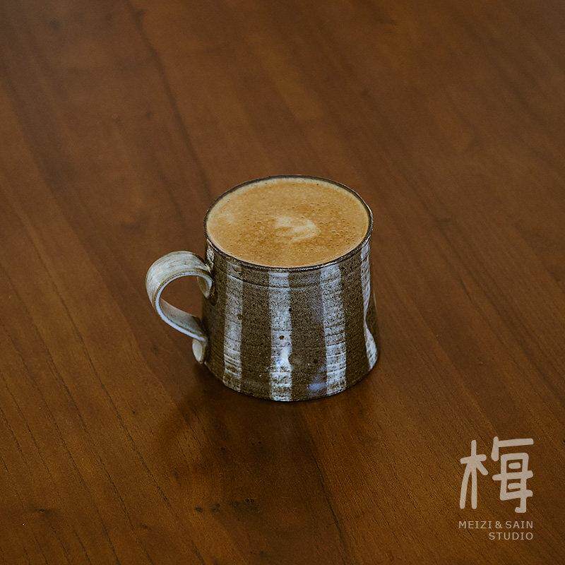 玩物志 日式拿铁杯 纯手工粗陶咖啡杯 复古马克杯 文艺水杯