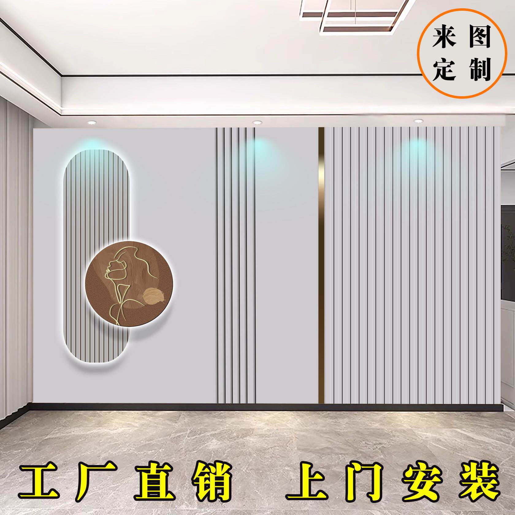 新款3d电视背景墙纸客厅卧室简约几何线条墙布立体格栅凹凸8D壁画