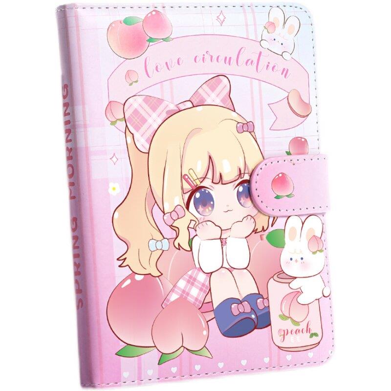 可爱少女心手账本笔记本子皮面卡通日记本磁扣本小学生初中记事本