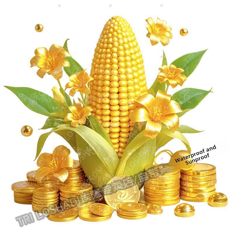 暴富金玉米贴纸岁岁平安蔬菜玉米贴画厨房冰箱瓷砖防水墙上贴花纸