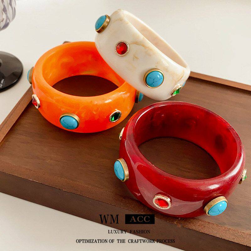 手环手镯手饰小众女轻奢镶钻设计感高级感复古绿松石vintage中古