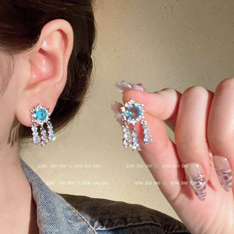 清新花冠高颜值小耳环气质流苏可爱锆石轻奢耳坠日常耳饰小巧耳钉