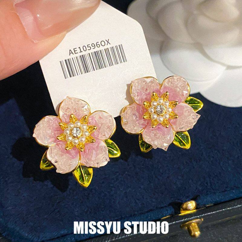 花朵真金轻奢电镀18珰缀！复古