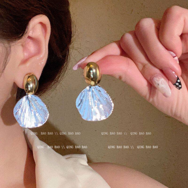 耳环扇贝复古小众高级感香风法式简约气质精致小耳饰双色轻奢耳钉