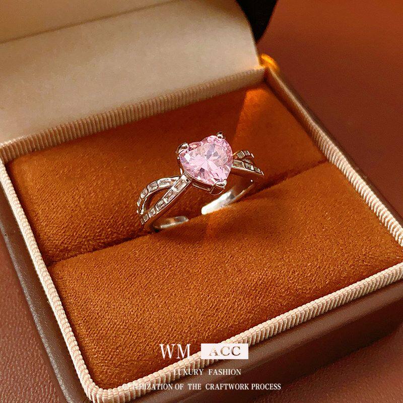 手饰戒轻奢开口设计感锆石女小众爱心时尚超闪精致戒指食指高级感