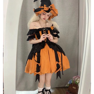 久命猫万圣节南瓜小魔女洛丽塔连衣裙女巫女成人服装cos角色扮演