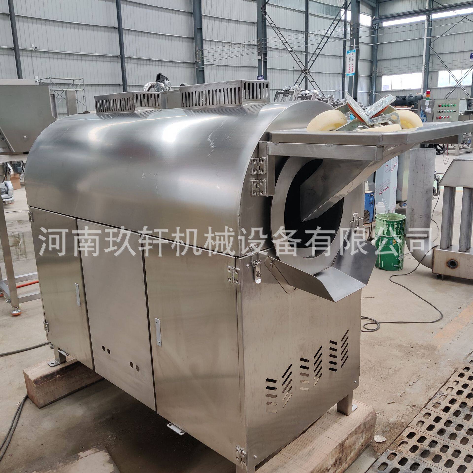 商用电磁加热滚筒炒货机全自动芝麻豆粕连续式炒货机