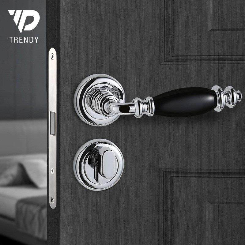 室内复古房间木门执手锁卧室机械分体静音磁吸门锁把手套装