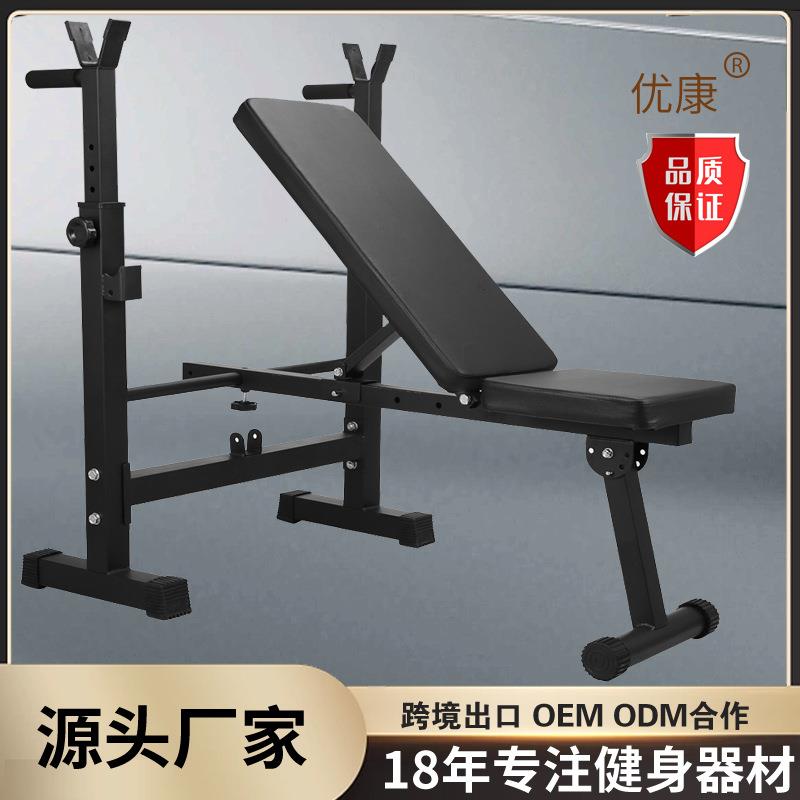 举重床家用小举重床折叠专业仰卧起坐卧推架子床哑铃训练套装