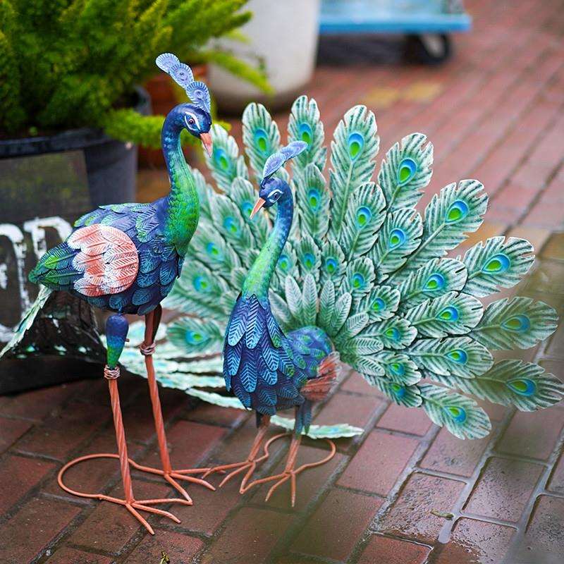 铁艺白鹭仙鹤火烈鸟孔雀户外园艺动物摆件花园草坪庭院别墅装饰