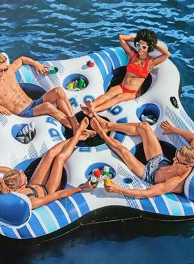 Bestway43115海洋乐园躺椅水上浮排漂浮四人休息浮床