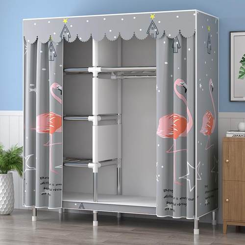 简易衣柜家用卧室组装布衣柜钢管结实耐用出租房用柜子经济型衣橱