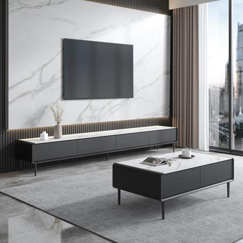 岩板电视柜现代简约小户型客厅新款意式轻奢极简大理石电视柜组合