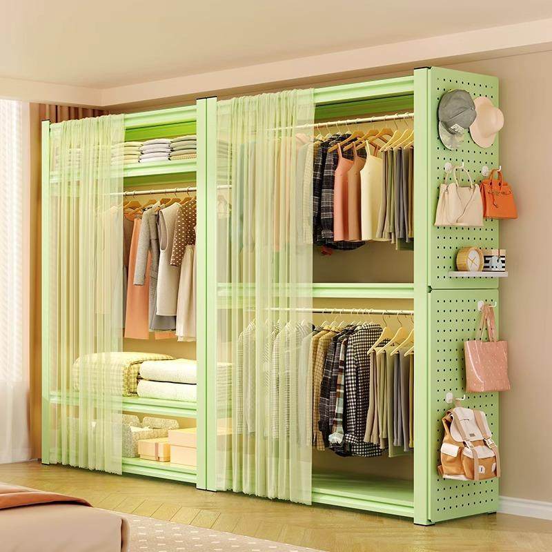 衣帽架开放式衣架落地卧室出租房货架衣柜简易家用角钢收纳置物架