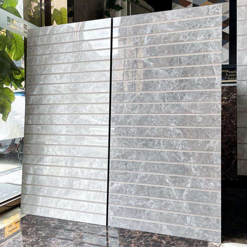 淋浴房地板石防滑地板砖600x1200卫生间垫脚石拉槽砖仿大理石瓷砖