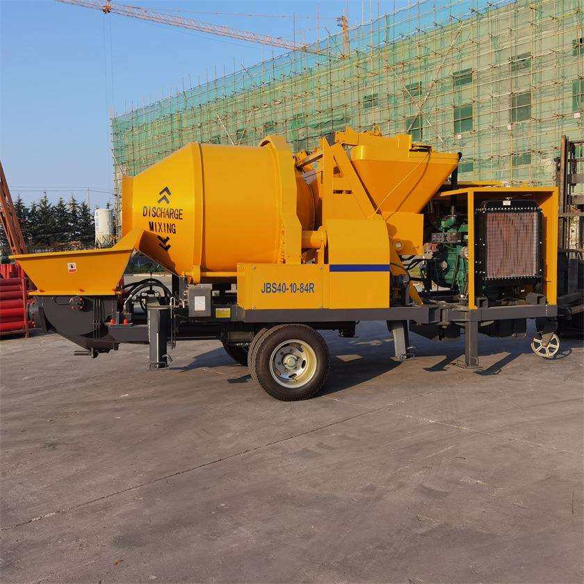 混凝土搅拌输送一体机搅拌拖泵潍坊柴油机搅拌地泵JBS40-12-82