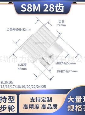 同步带轮夹持型S8M28齿宽27内孔8101215192025齿形带同步轮