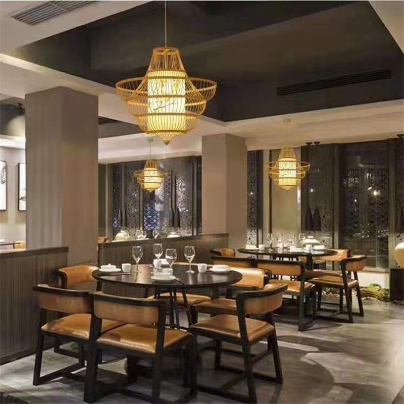 中式吊灯竹艺竹编田园餐厅饭店卧室手工编织竹艺吊灯厂家直销灯罩