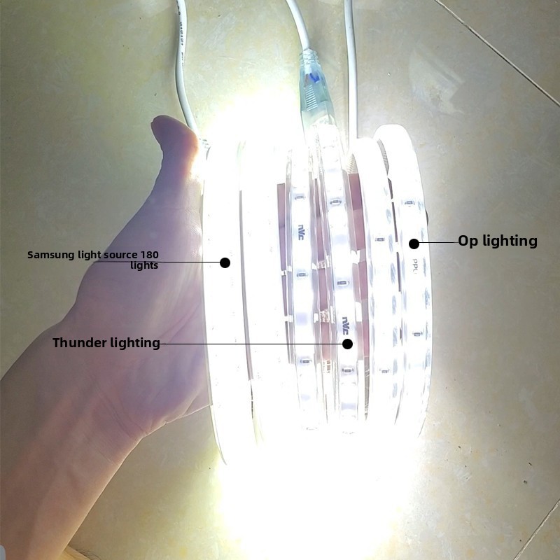 Led灯条不干胶超亮户外防水外墙轮廓照明住宅建筑工地地下室220V