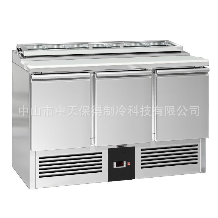 欧款披萨萨拉工作台商用大理石台面两门三门萨拉冷藏工作台