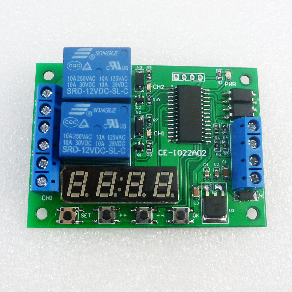 CE-IO22A0212V2路多功能延时继电器可调定时器数码管定时开关