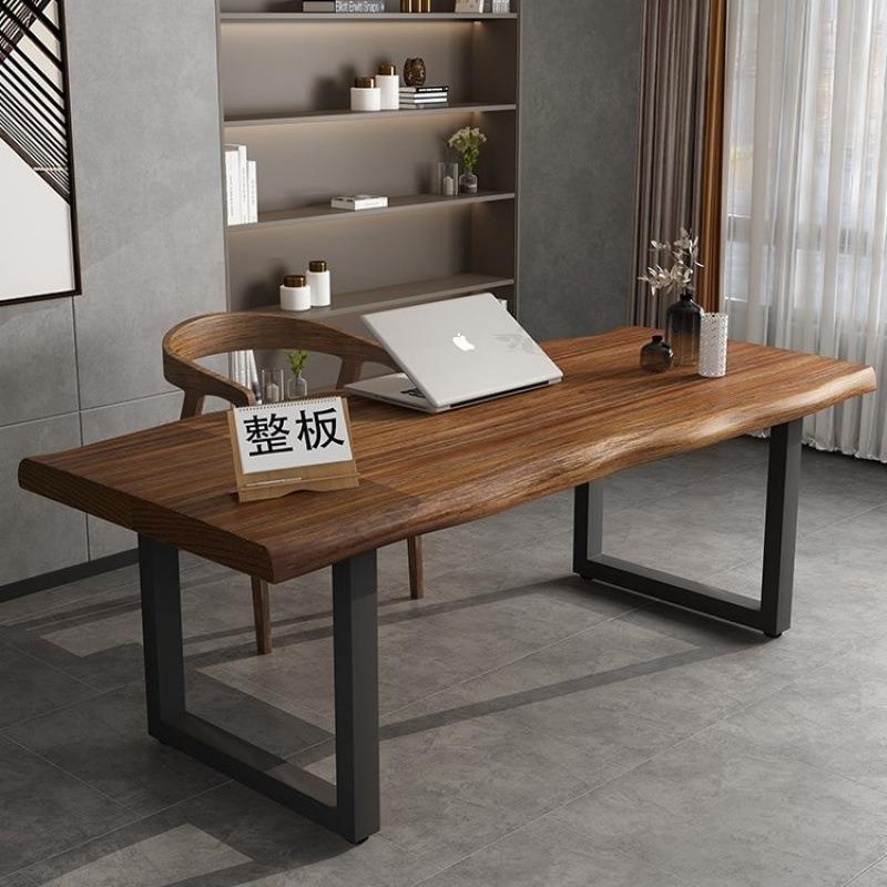 实木办公桌加厚原木实木桌子电脑长条组合书桌简约家用会议桌