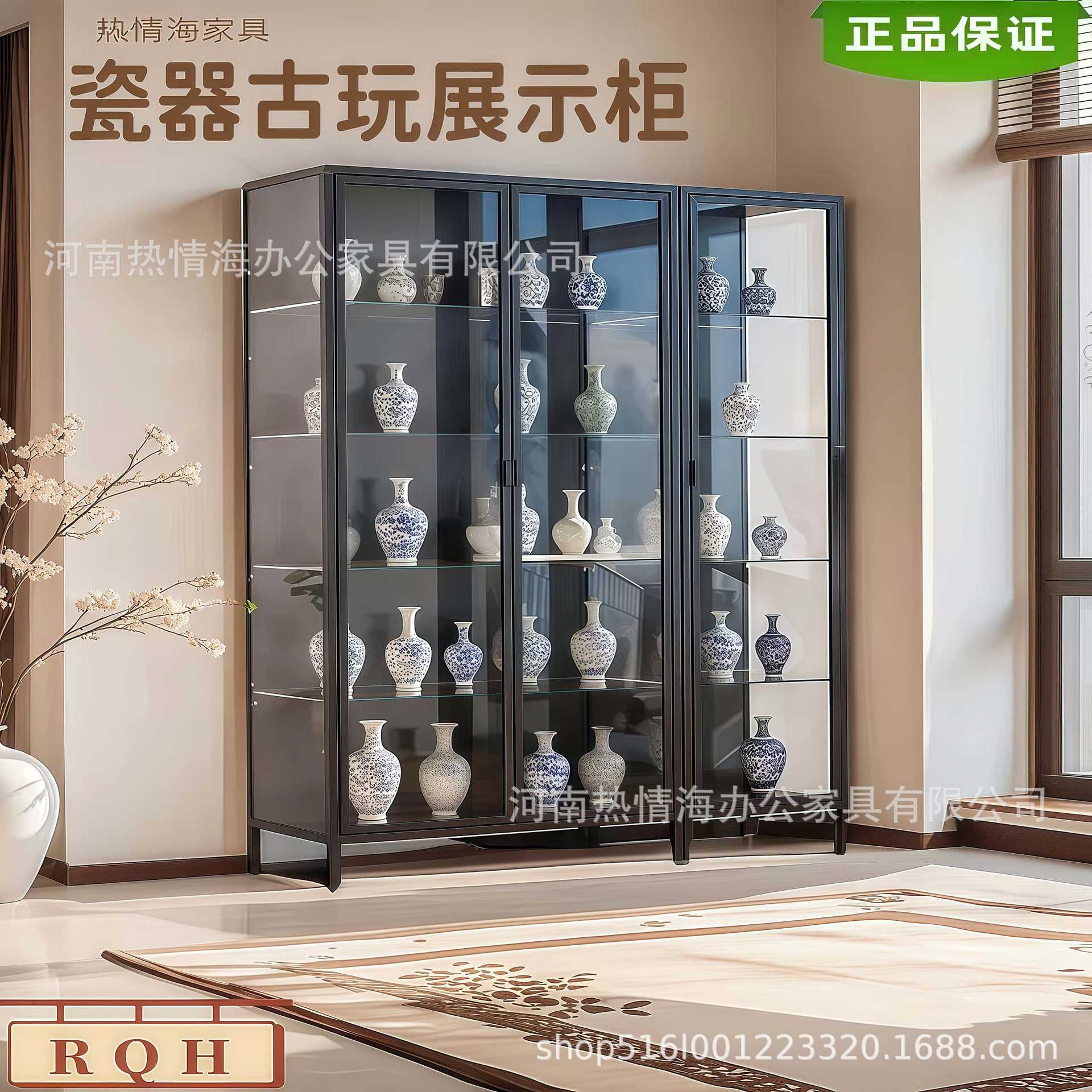 玻璃展示柜瓷器古玩收藏柜艺术品摆件客厅玻璃展示柜陈列柜边柜