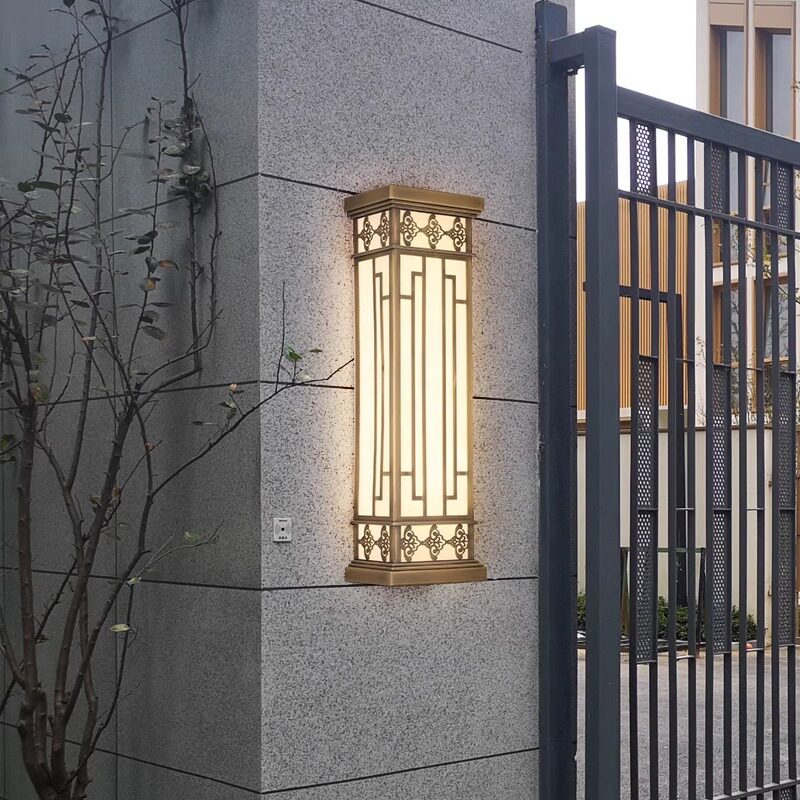 惠居全铜新中式仿云石庭院壁灯