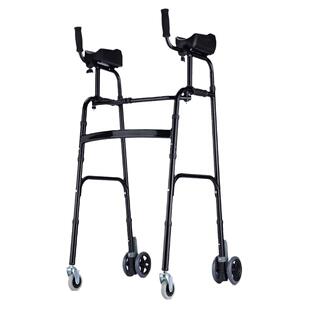 带坐板助力器步行器四脚防滑助步器带轮可推支撑手臂托四轮子