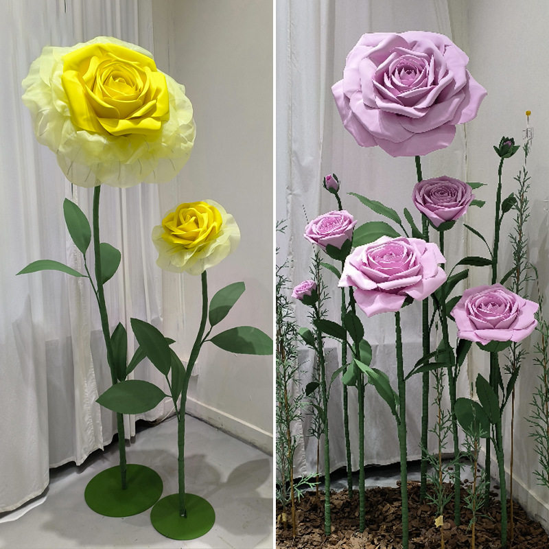 巨型玫瑰花粉色商场橱窗美陈装饰大型装饰仿真花户外防水装置