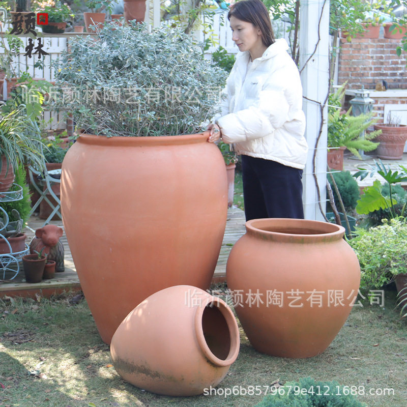 特大景观红陶园林装饰落地陶罐花园别墅庭院装饰陶盆粗陶盆景观盆