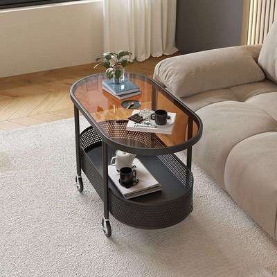 可移动沙发边几轻奢玻璃茶几现代小桌子床头侧边边柜小户型小推车