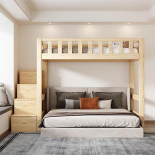 上床下桌组合高架床实木梯柜单上层下空带衣柜上铺悬空儿童直销