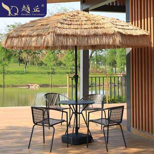 中柱伞茅草伞户外遮阳伞庭院伞仿真稻草伞毛草露营围炉煮茶草棚伞