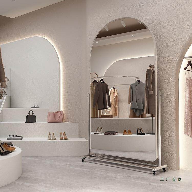 可移动试衣镜服装店显瘦美颜穿衣镜家用落地镜直播拍照超白全身镜