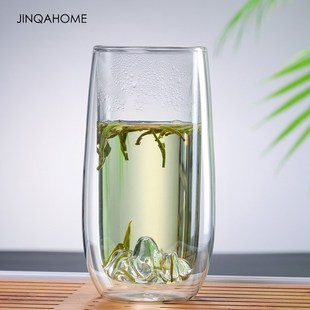 双层泡茶杯家用水杯透明玻璃杯创意家用办公室茶杯果汁杯 北欧风格
