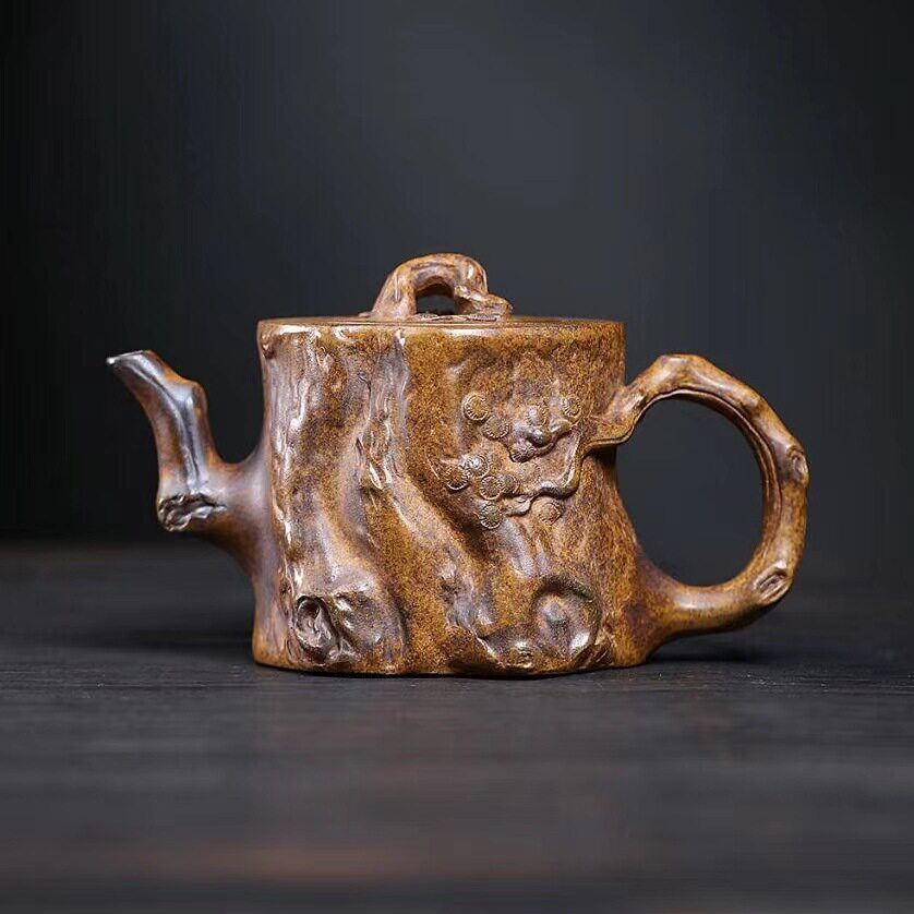 梅桩柴烧龙骨金砂仿生器茶壶宜兴紫砂壶工堂直播供货源头茶具密文