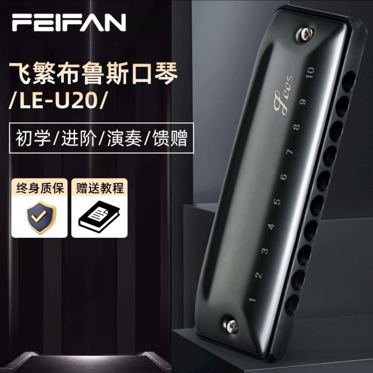 FEIFAN飞繁十孔c调圆孔布鲁斯口琴U20paddy蓝调学生演奏蓝调口琴