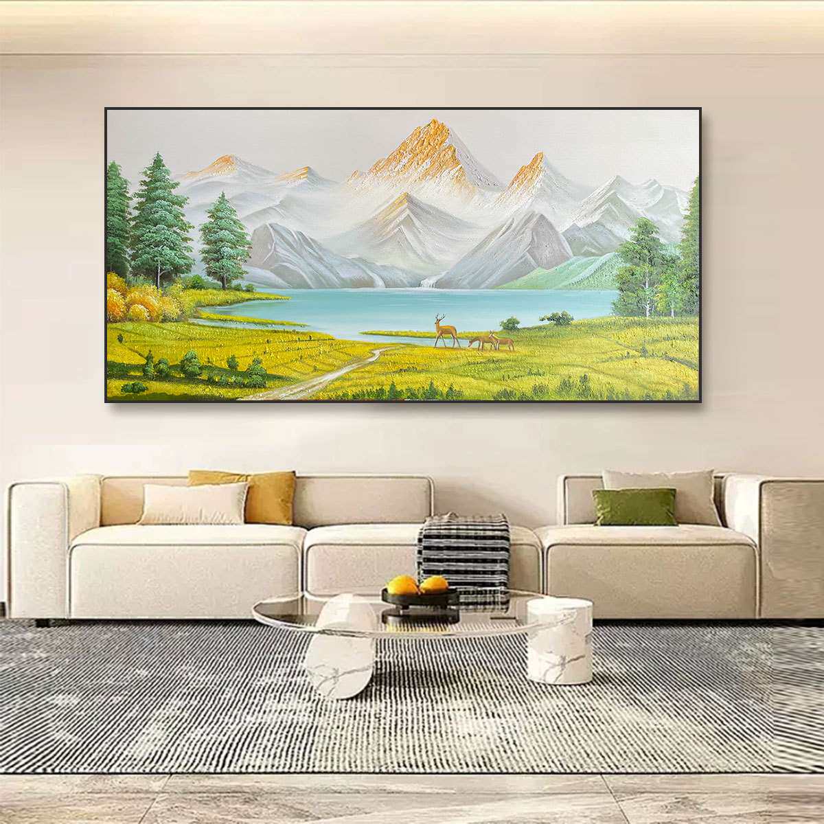 纯手绘大芬村油画客厅玄关挂画山水风景沙发背景装饰画肌理画