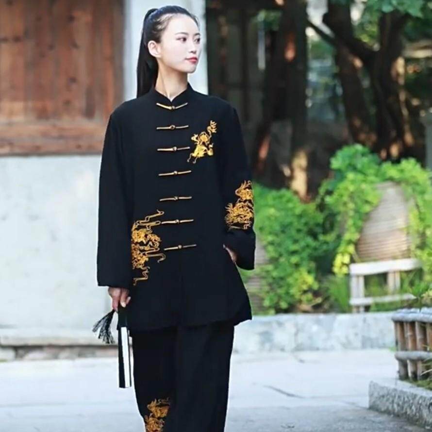 宏极夏季2025新款太极服男女刺绣表演服晨练服太极拳中长款新中式