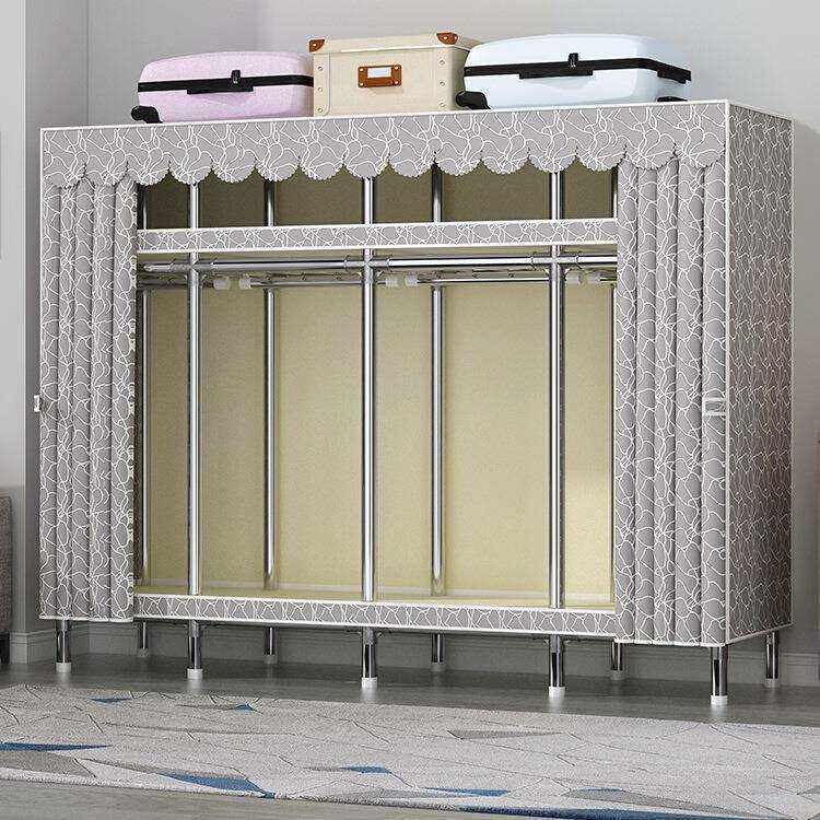 简易衣柜全钢架钢管加粗加厚结实耐用组装加固家用卧室收纳布衣柜