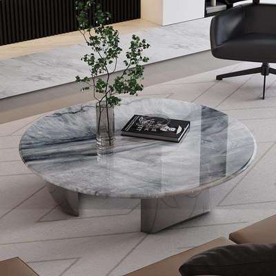家用微晶石大理石超晶石茶几组合网红爆款意式轻奢圆形茶几客厅