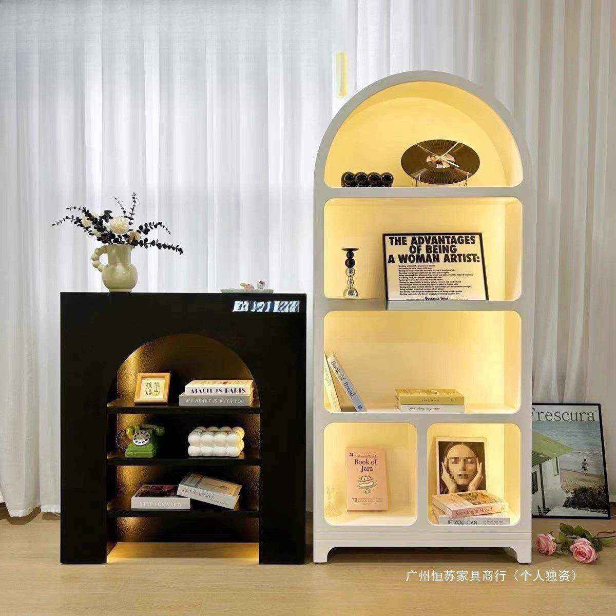 法式壁炉柜装饰柜室内客厅黑色白色简约民宿玄关摄影置物架展示柜