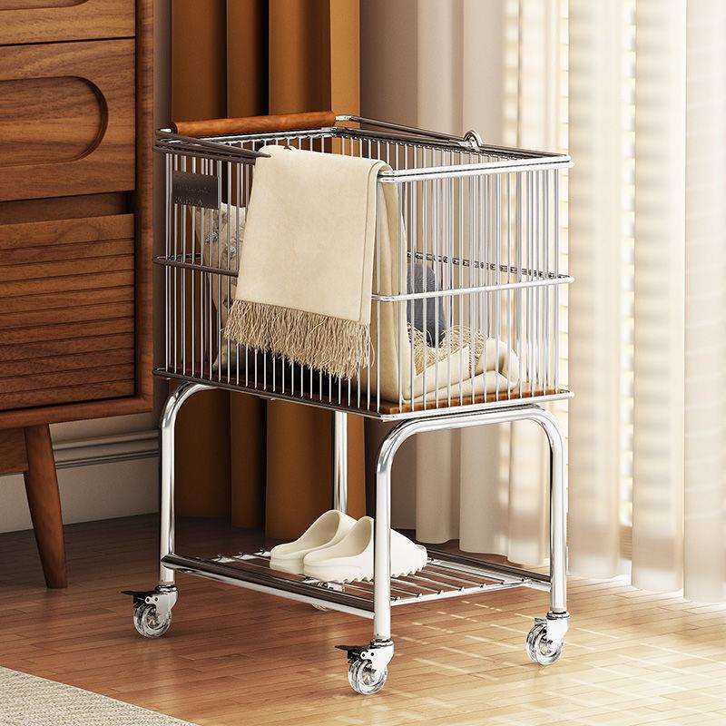 中古脏衣篮可移动带轮卧室卫生间收纳家用双层手推收纳置物架其他