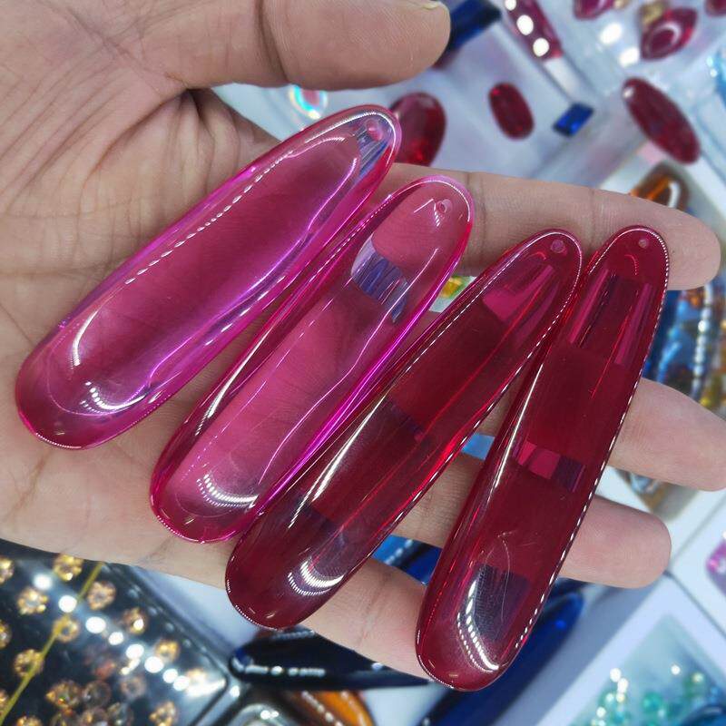 Ruby5号红宝石挂件裸石手把件手玩石长条红刚玉素面彩宝挂饰