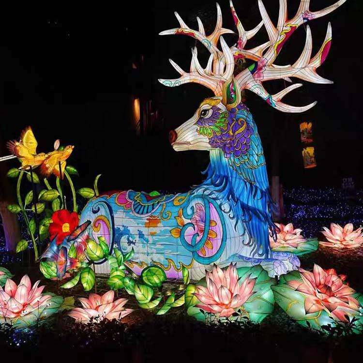 蛇年新春年山海经主题奇幻异兽花灯动物彩灯造型灯展灯会