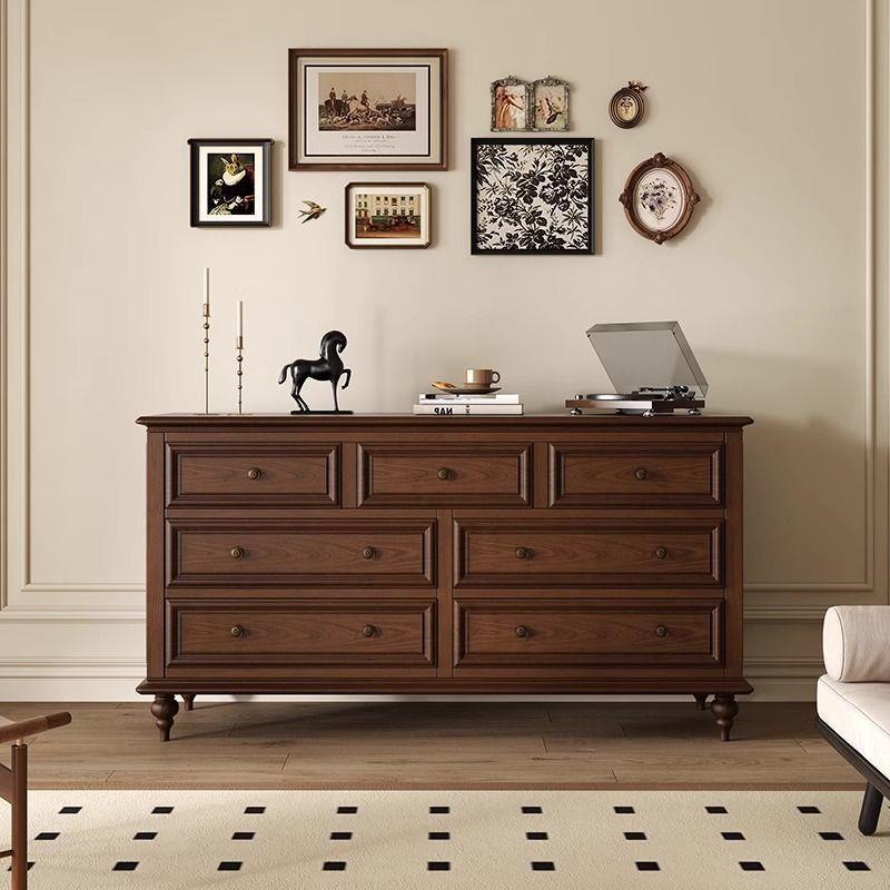 洛根美式实木斗柜床尾柜复古置物收纳储物柜卧室客厅五七斗九斗柜